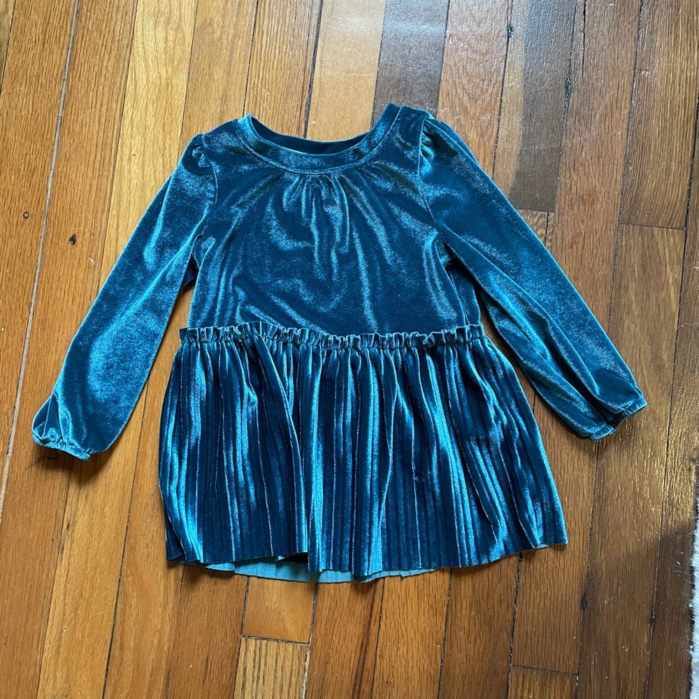 Girls Blue Velvet Shirt